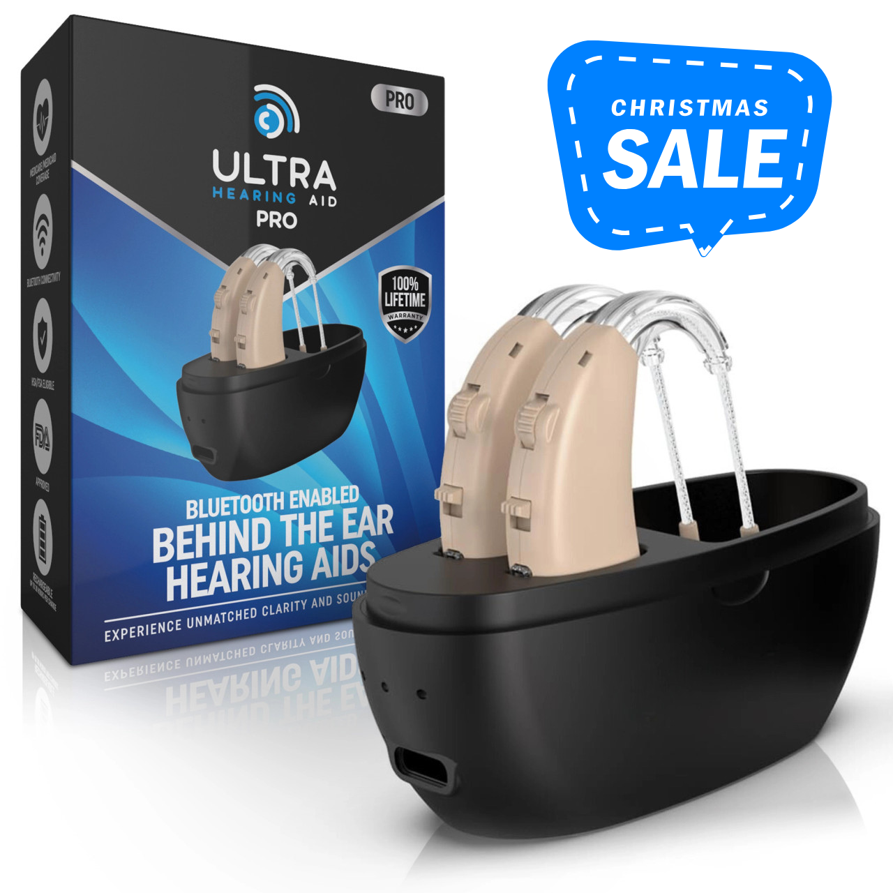 Ultra Hearing Aids Pro - Bluetooth Enabled Behind The Ear Hearing Aids